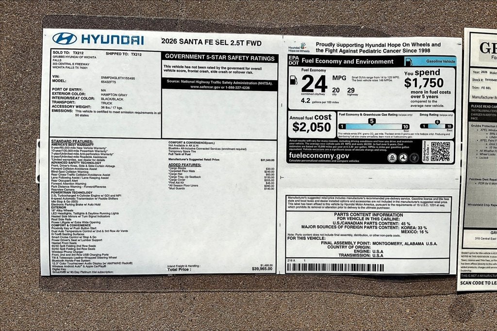2026 Hyundai Santa Fe SEL FWD