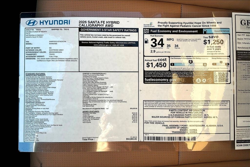 2026 Hyundai Santa Fe Hybrid Calligraphy
