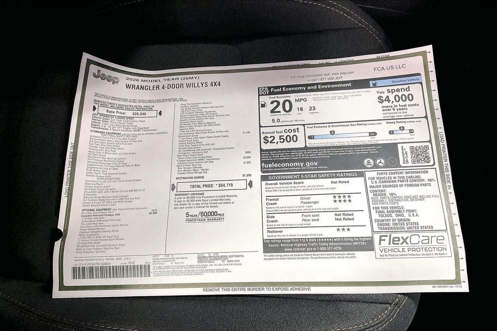 2026 Jeep Wrangler WRANGLER 4-DOOR WILLYS