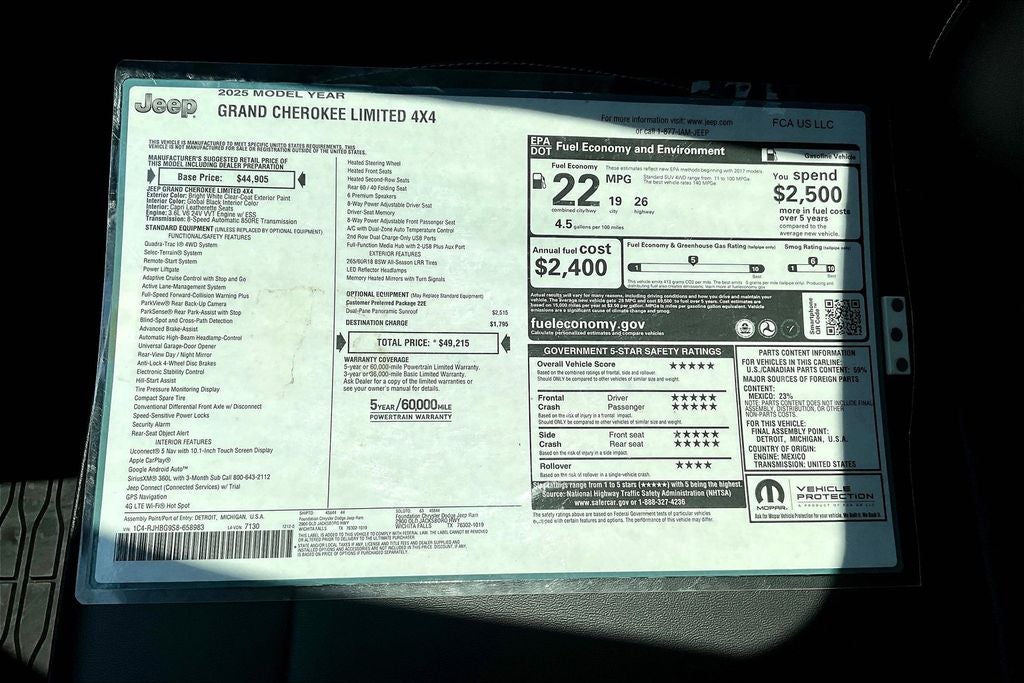 2025 Jeep Grand Cherokee GRAND CHEROKEE LIMITED 4X4