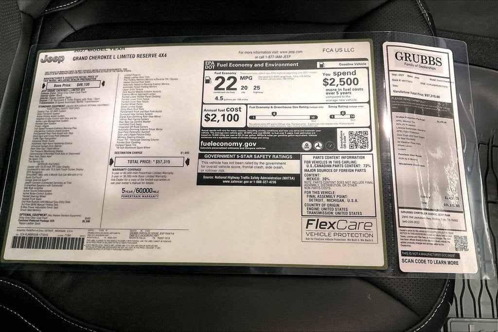 2027 Jeep Grand Cherokee GRAND CHEROKEE L LIMITED RESERVE 4X4