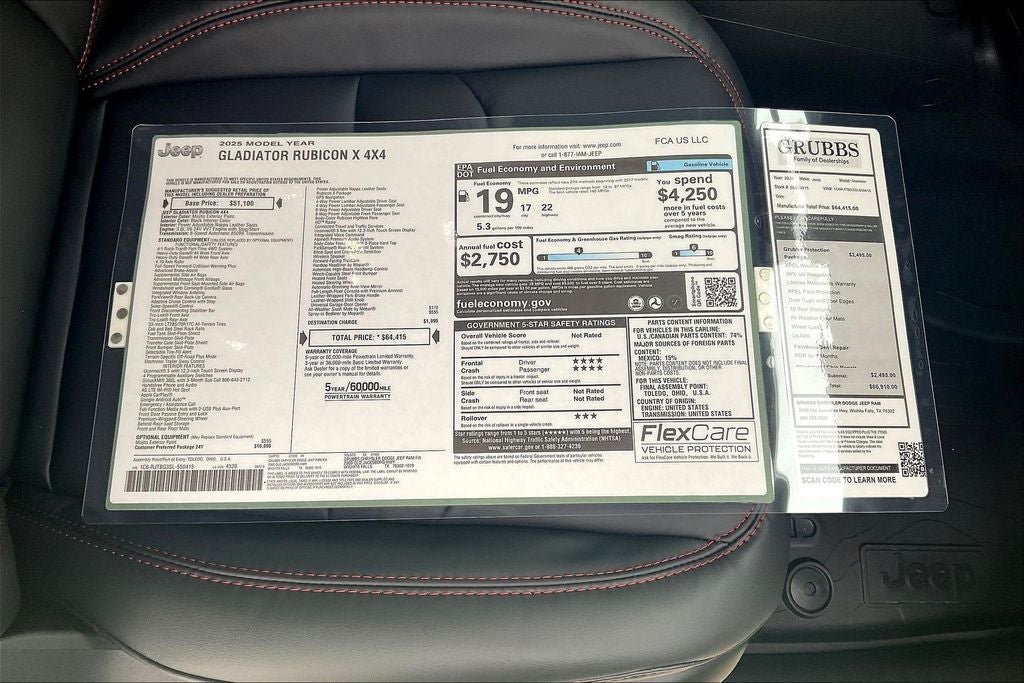2025 Jeep Gladiator GLADIATOR RUBICON X 4X4