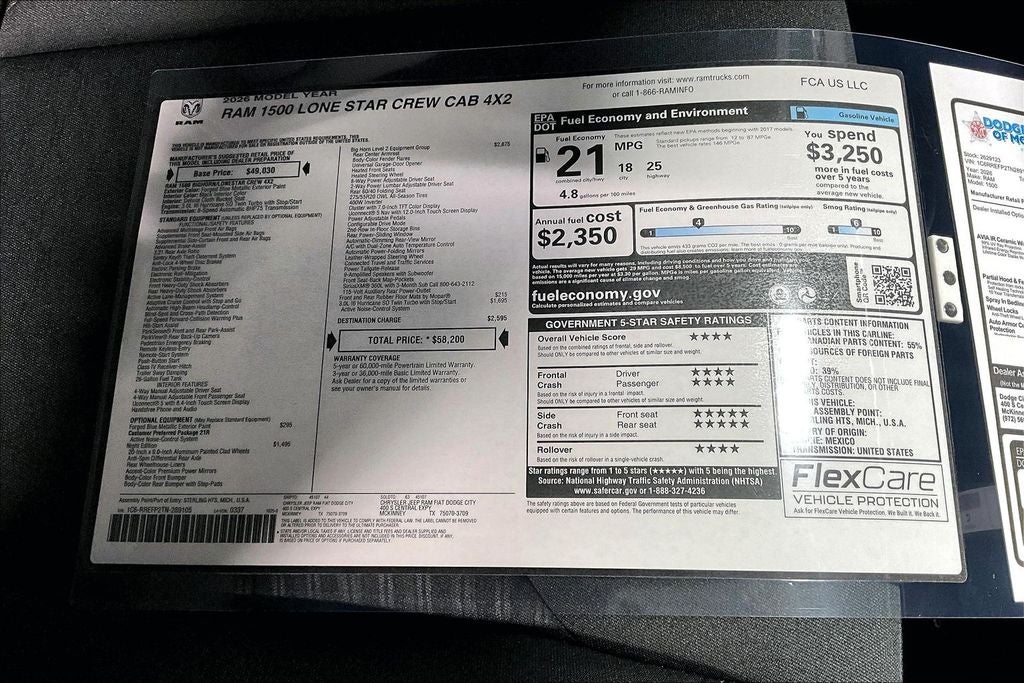 2026 RAM Ram 1500 RAM 1500 LONE STAR CREW CAB 4X2 5'7' BOX