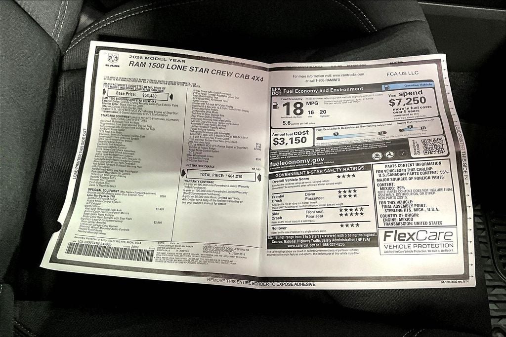 2026 RAM Ram 1500 RAM 1500 LONE STAR CREW CAB 4X4 5'7' BOX