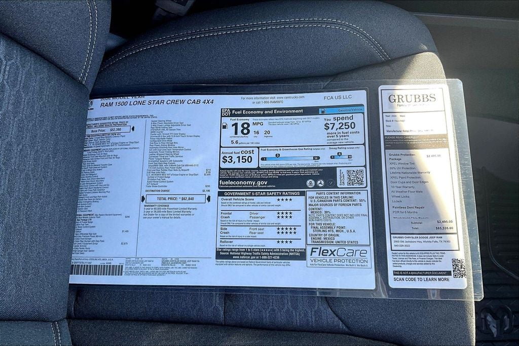 2026 RAM Ram 1500 RAM 1500 LONE STAR CREW CAB 4X4 5'7' BOX