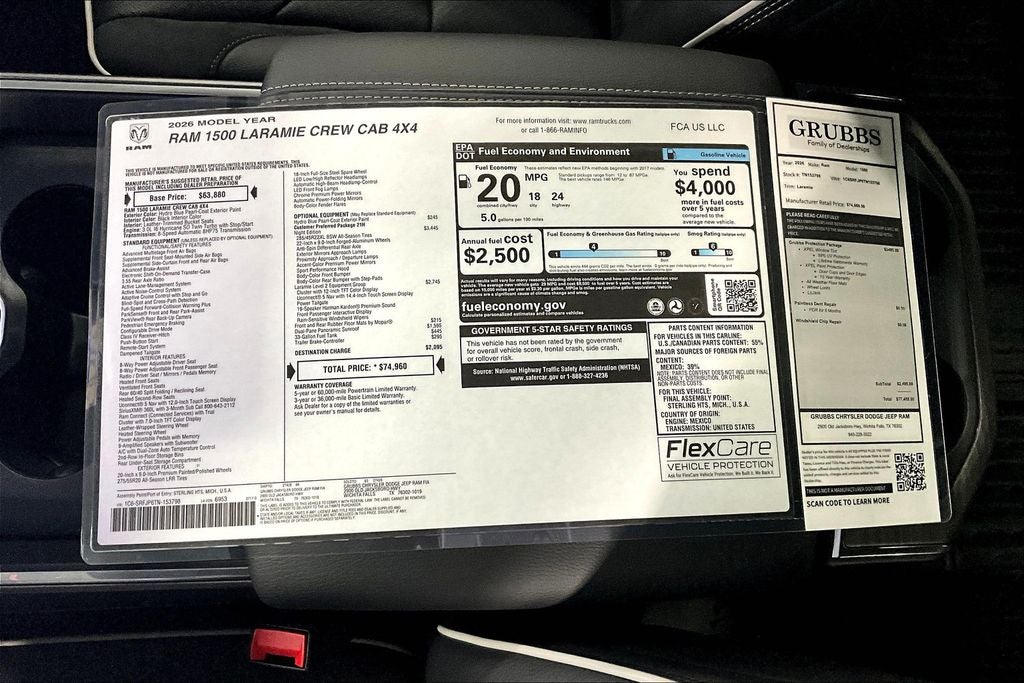 2026 RAM Ram 1500 RAM 1500 LARAMIE CREW CAB 4X4 5'7' BOX