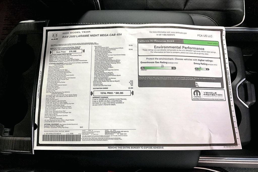 2026 RAM Ram 2500 RAM 2500 LARAMIE MEGA CAB 4X4 6'4' BOX