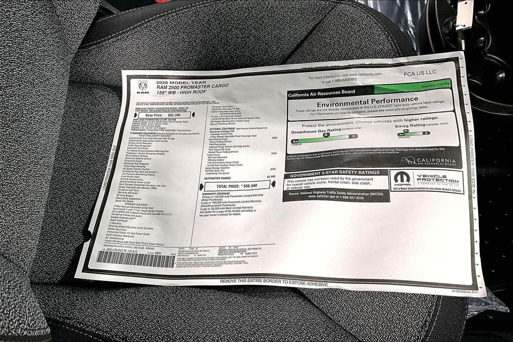 2026 RAM Ram ProMaster RAM PROMASTER 2500 TRADESMAN CARGO VAN HIGH ROOF 159' WB