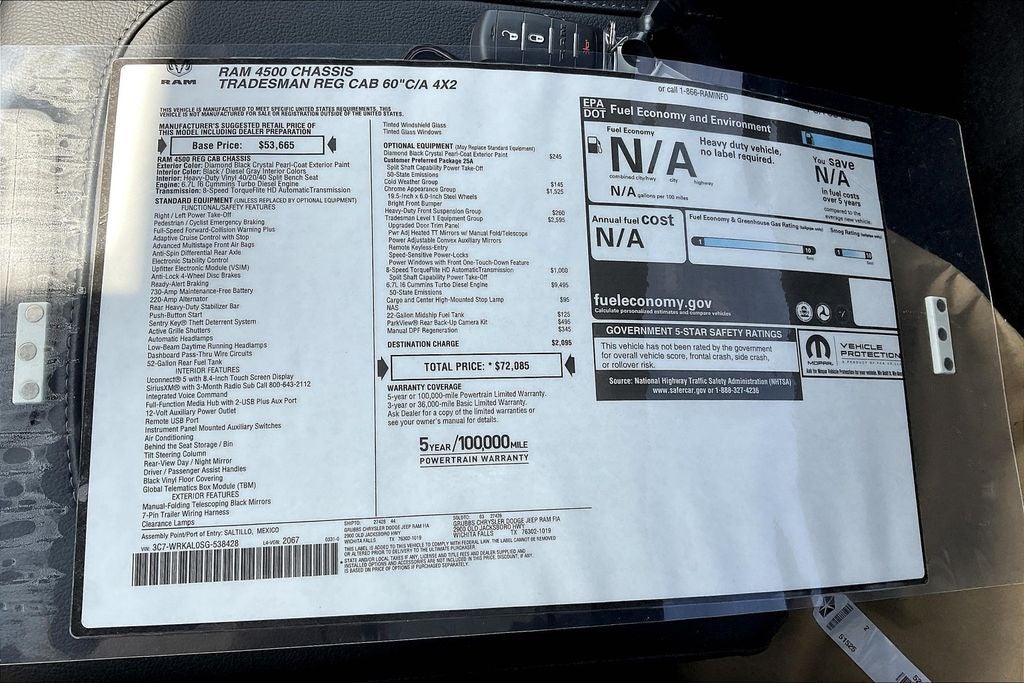 2025 RAM Ram 4500 Chassis Cab RAM 4500 TRADESMAN CHASSIS REGULAR CAB 4X2 60' CA